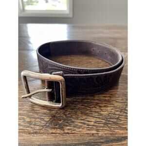 Silpada Designs Z9038B Brown Floral Embossed Genuine Leather Belt Size M